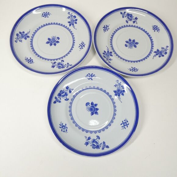 Spode Gloucester Lot of 3 Dessert Plates or Saucers 6.75" Vintage Blue Floral - Picture 1 of 9